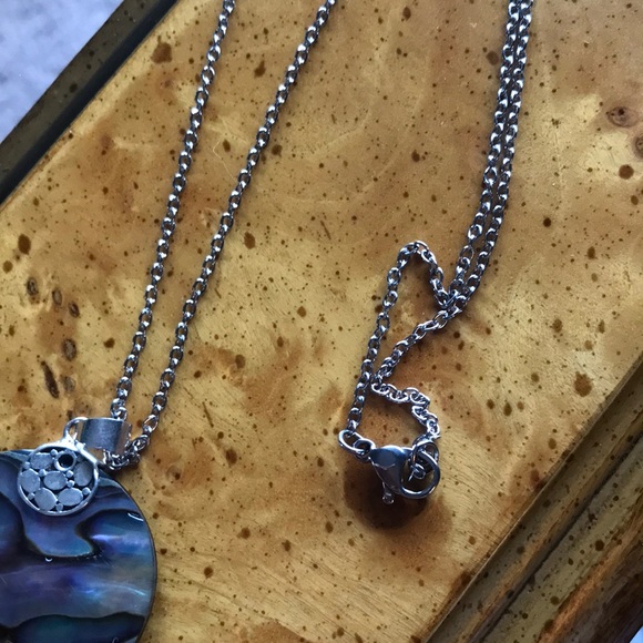 Abalone Sterling Silver Stainless Steel Necklace - Picture 6 of 8